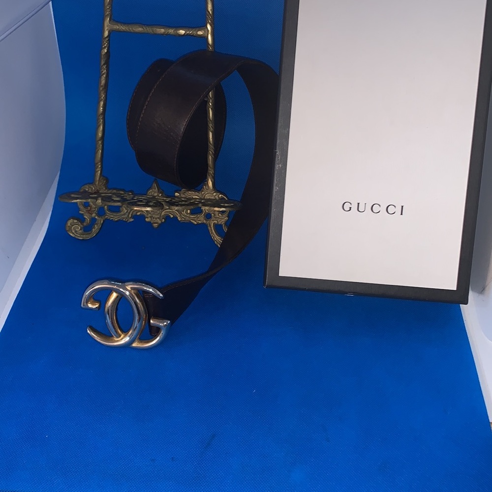 Iconic Gucci Brown Leather Interlocking Gg Belt V… - image 1